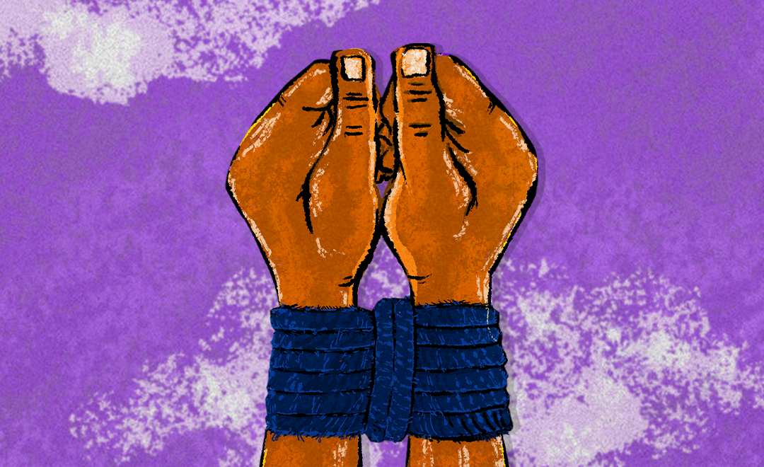 Illustration of hands bound by a rope—from Newsworthy.Studio's storytelling campaign for Kalinga Fellowship.